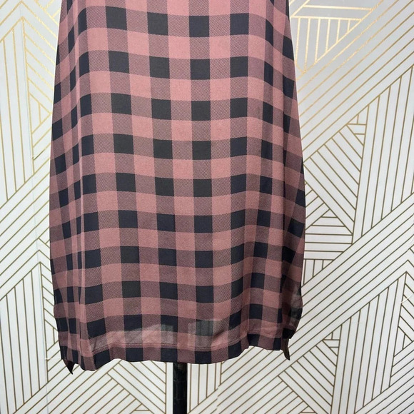 Eileen Fisher Mahogany Buffalo Check Printed Silk Tunic Pink Black Size XS - Picture 5 of 10